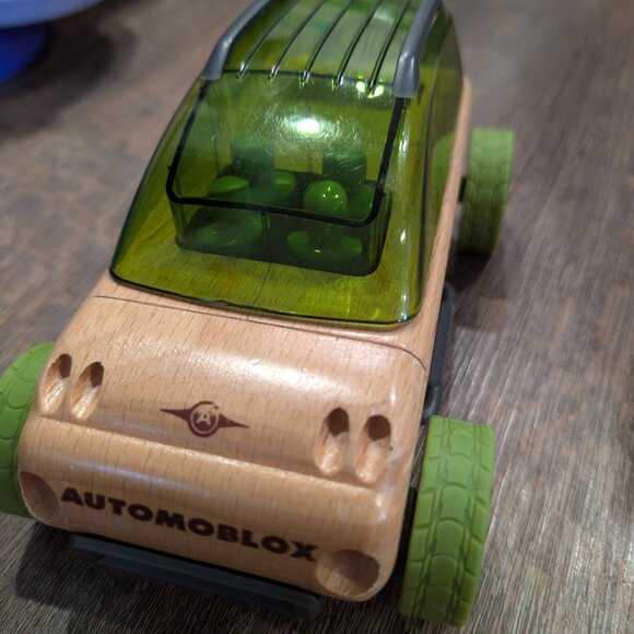 Automoblox Green/natural Wood Wooden Toy Car X9-x - Picture 2 of 6